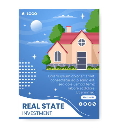 Real Estate Investment Poster Template Flat Design Illustration Editable of Square Background Suitable for Social media, Greeting Card and Web Internet Adsのイラスト素材