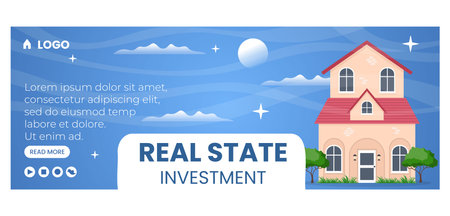 Real Estate Investment Cover Template Flat Design Illustration Editable of Square Background Suitable for Social media, Greeting Card and Web Internet Adsのイラスト素材