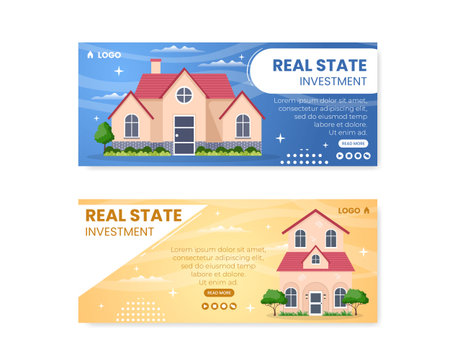 Real Estate Investment Banner Template Flat Design Illustration Editable of Square Background Suitable for Social media, Greeting Card and Web Internet Adsのイラスト素材