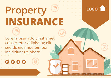 Property Insurance Brochure Template Flat Design Illustration Editable of Square Background Suitable for Social media, Greeting Card and Web Internet Adsのイラスト素材