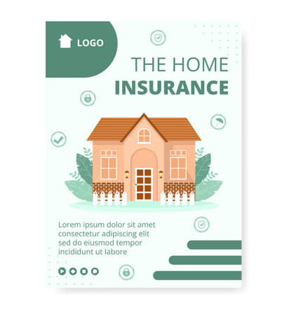 Property Insurance Poster Template Flat Design Illustration Editable of Square Background Suitable for Social media, Greeting Card and Web Internet Adsのイラスト素材