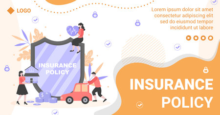 Insurance Policy Post Template Flat Design Illustration Editable of Square Background for Social media, Feed, Greeting Card and Webのイラスト素材