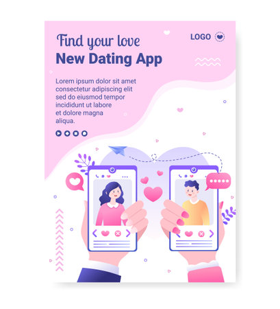 Dating App For a Love Match Banner Template Flat Design Illustration Editable of Square Background Suitable to Social Media or Valentine Greetings Cardのイラスト素材