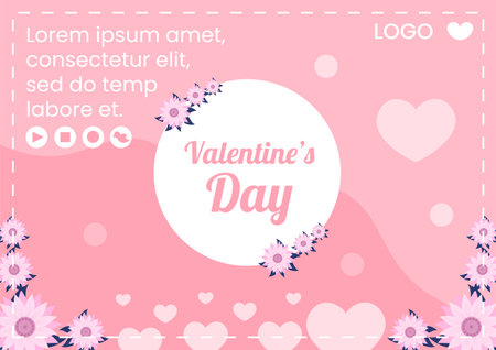 Happy Valentine's Day Brochure Template Flat Design Illustration Editable of Square Background for Social media, Love Greeting Card or Bannerのイラスト素材