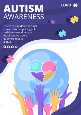 World Autism Awareness Day Flyer Template Flat Illustration Editable of Square Background Suitable for Social media or Greetings Cardのイラスト素材