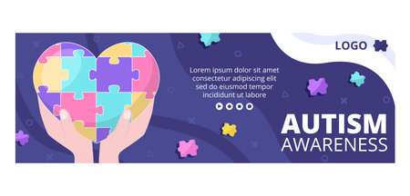World Autism Awareness Day Cover Template Flat Illustration Editable of Square Background Suitable for Social media or Greetings Cardのイラスト素材