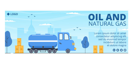 Oil Gas Industry Cover Template Flat Design Illustration Editable of Square Background for Social Media or Greetings Cardのイラスト素材