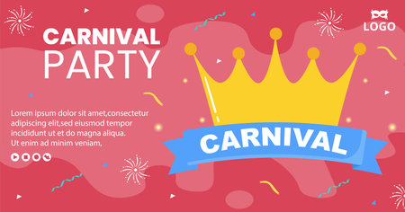 Happy Carnival Celebration Post Template Flat Illustration Editable of Square Background Suitable for Social Media or Greeting Cardのイラスト素材