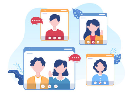 Conference Video Call by Remote Communication with Online Friends using a Smartphone or Computer via...