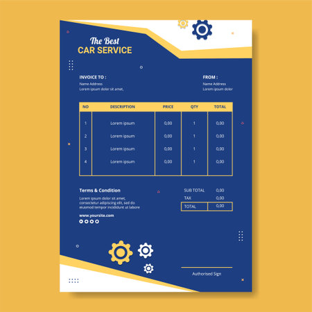 Car Service Invoice Template Social Media Flat Cartoon Background Vector Illustrationのイラスト素材