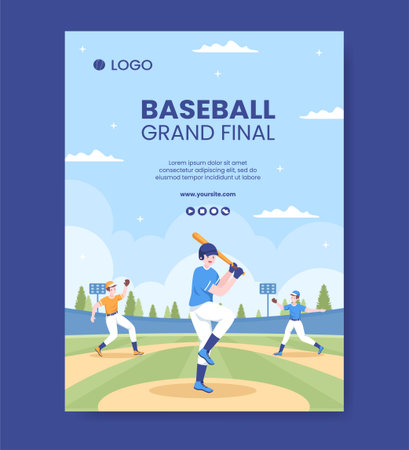 Baseball Game Sports Social Media Vertical Poster Template Flat Cartoon Background Vector Illustrationのイラスト素材