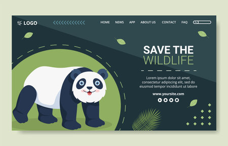 Wildlife Park Animals Social Media Landing Page Template Flat Cartoon Background Vector Illustrationのイラスト素材