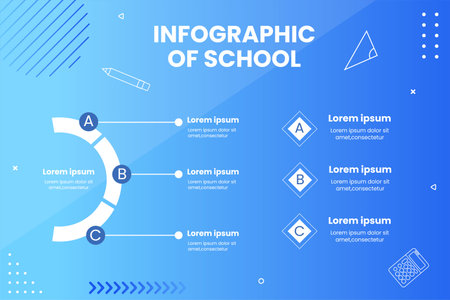 Back To School Social Media Infographic Template Flat Cartoon Background Vector Illustrationのイラスト素材