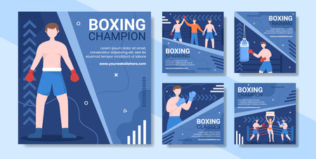 Professional Boxing Sport Social Media Post Template Cartoon Background Vector Illustrationのイラスト素材