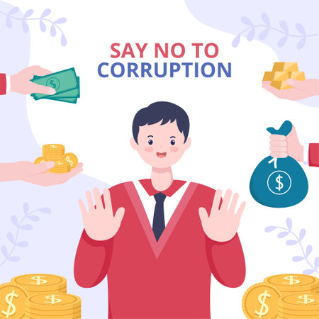 Anti Corruption Background Template Flat Cartoon Vector Illustrationのイラスト素材