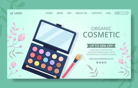 Makeup Cosmetics Collection Social Media Landing Page Template Cartoon Background Illustrationのイラスト素材