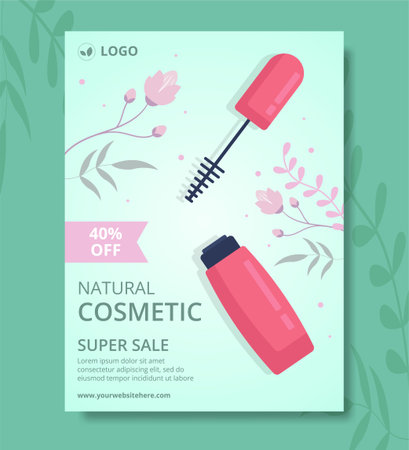 Makeup Cosmetics Collection Poster Template Cartoon Background Illustrationのイラスト素材