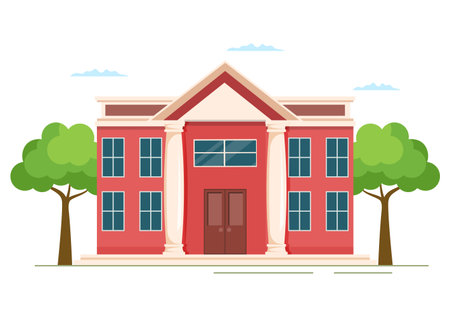 Politician or Government Building Cartoon Hand Drawn Illustration as a Place for Sustained Economic Developmentのイラスト素材