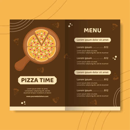 Pizza Food Brochure Template Hand Drawn Cartoon Background Vector Illustrationのイラスト素材