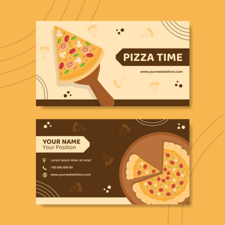 Pizza Food Card Horizontal Template Hand Drawn Cartoon Background Vector Illustrationのイラスト素材
