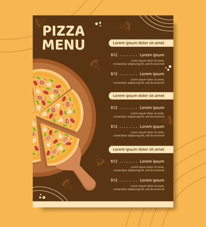 Pizza Food Menu Template Hand Drawn Cartoon Background Vector Illustrationのイラスト素材