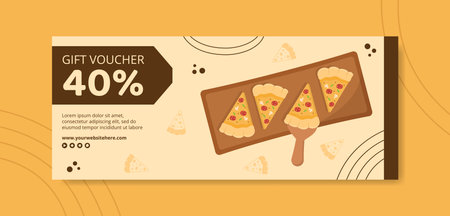 Pizza Food Voucher Template Hand Drawn Cartoon Background Vector Illustrationのイラスト素材