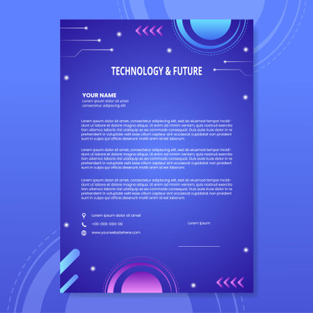 Technology Letterhead Template Hand Drawn Cartoon Flat Illustrationのイラスト素材