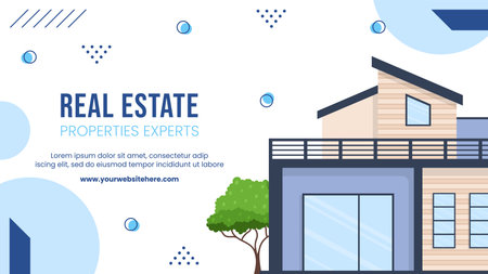 Real Estate and Modern Home Video Channel Template Hand Drawn Cartoon Flat Illustrationのイラスト素材