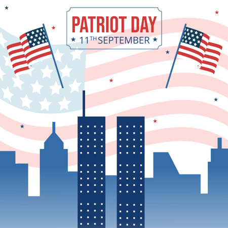 Patriot Day USA Celebration Background Template Hand Drawn Cartoon Flat Illustrationのイラスト素材