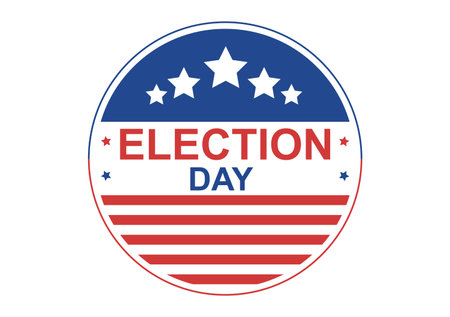 Election Day Political Hand Drawn Cartoon Flat Illustration with Voters Casting Ballots at Polling Place in United States Suitable for Poster or Campaignのイラスト素材