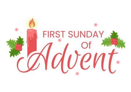 First Sunday of Advent or the Beginning of a New Church Year Which Takes Place on November 27 in Template Hand Drawn Cartoon Flat Illustrationのイラスト素材