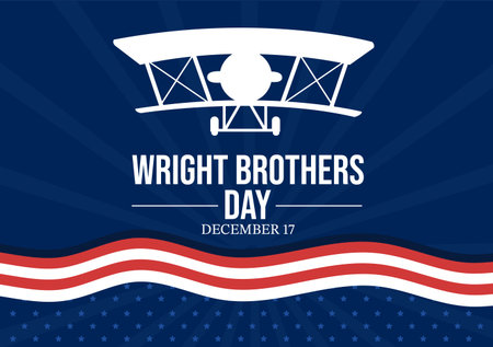 Wright Brothers Day on December 17th Template Hand Drawn Cartoon Illustration of the First...