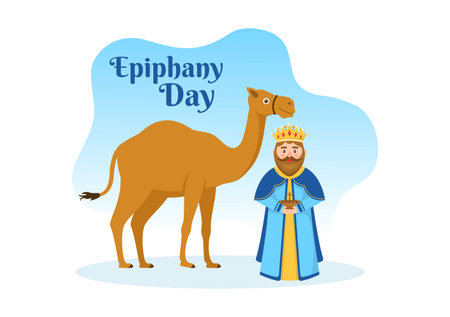 Happy Epiphany Day Template Hand Drawn Cartoon Flat Illustration Christian festival to Faith on the Divinity of Jesus Since His Coming to the Worldのイラスト素材