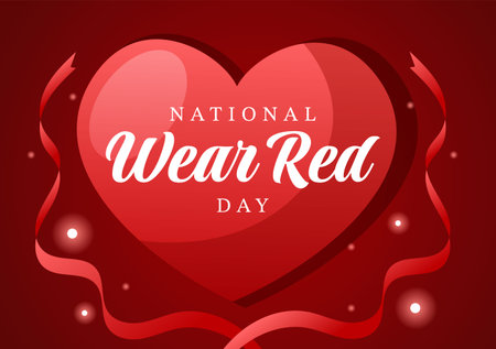 National Wear Red Day on February 7th Template Hand Drawn Cartoon Flat Illustration to inform Women Heart Disease Designのイラスト素材