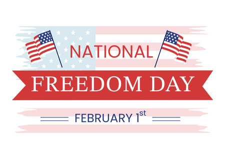 National Freedom Day Template Hand Drawn Cartoon Flat Illustration with American Flag and Hands Breaking a Handcuff Designのイラスト素材