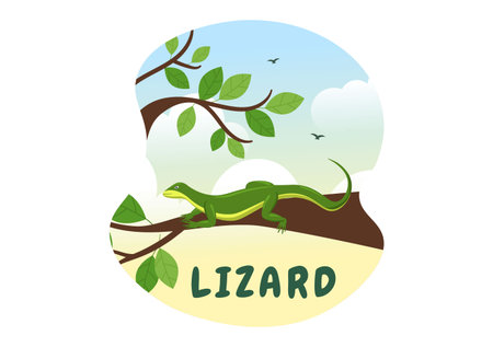 Set of Animal Reptile Template Hand Drawn Cartoon Flat Illustration with Various Types of Reptiles Animals Conceptのイラスト素材