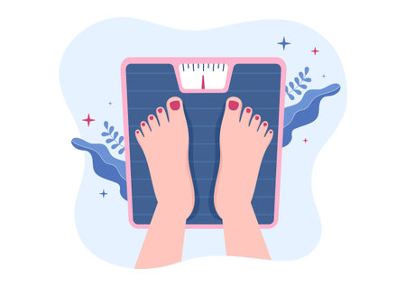 Weight Loss Template Hand Drawn Cartoon Flat Illustration of People Overweight doing Exercise, Training and Planning Diet for a Slim Bodyのイラスト素材