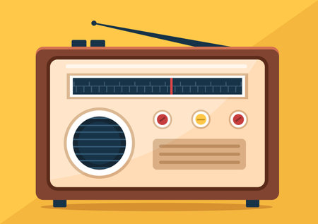 Radio Player for Record, Talk Show, Interviews Celebrity and Listening to Music in Template Hand Drawn Cartoon Flat Style Illustrationのイラスト素材