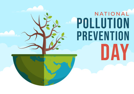 National Pollution Prevention Day for Awareness Campaign About Factory, Forest or Vehicle Problems in Template Hand Drawn Cartoon Flat Illustrationのイラスト素材