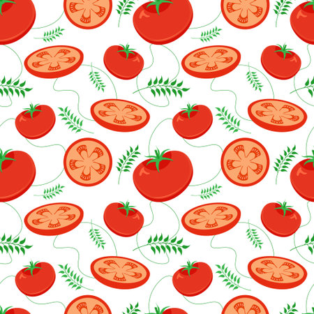 Vegetarian, Fruit and Vegetables Seamless Pattern Design with Fresh, Organic and Natural Food in Hand Drawn Flat Cartoon Background Illustrationのイラスト素材