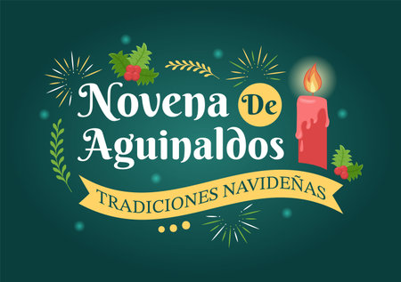 Novena De Aguinaldos Holiday Tradition in Colombia for Families to Get Together at Christmas in Flat Cartoon Hand Drawn Templates Illustrationのイラスト素材