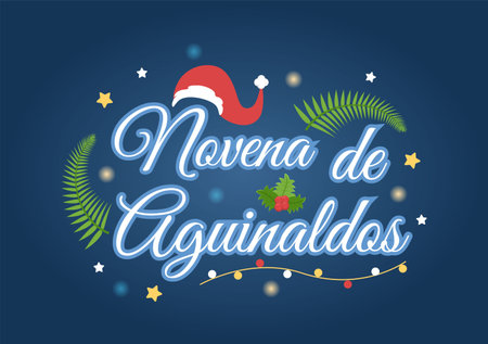 Novena De Aguinaldos Holiday Tradition in Colombia for Families to Get Together at Christmas in Flat Cartoon Hand Drawn Templates Illustrationのイラスト素材