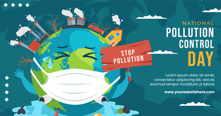 National Pollution Prevention Day Post Flat Cartoon Hand Drawn Templates Illustrationのイラスト素材