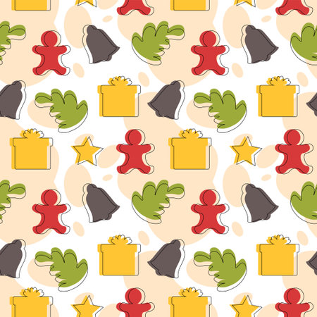 Boxing Day Sale Seamless Pattern Design with Glove and Gift Box for Promotion or Shopping on Template Hand Drawn Cartoon Flat Illustrationのイラスト素材