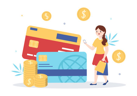 Merchant Service of Digital Marketing Strategy with People Referral Business and Earn Money Online in Flat Cartoon Hand Drawn Templates Illustrationのイラスト素材