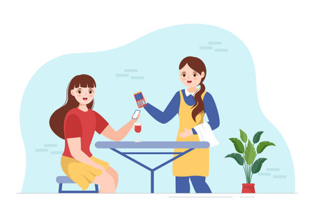 Merchant Service of Digital Marketing Strategy with People Referral Business and Earn Money Online in Flat Cartoon Hand Drawn Templates Illustrationのイラスト素材