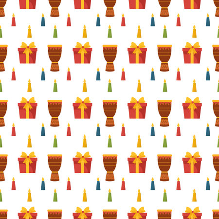 Happy Kwanzaa Holiday African Seamless Pattern Design with Festival Style Element on Template Hand Drawn Cartoon Flat Illustrationのイラスト素材