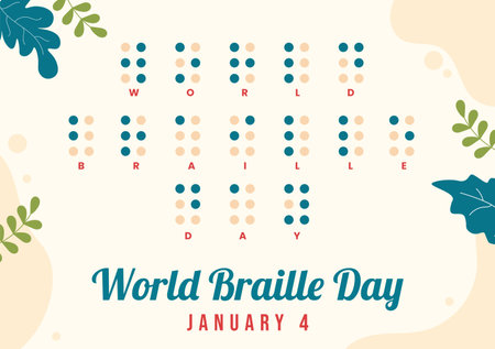 World Braille Day on 4th of January with Text by Alphabet for Means of Communication in Flat Cartoon Hand Drawn Templates Illustrationのイラスト素材