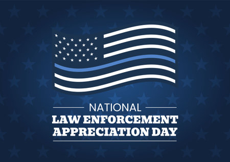 National Law Enforcement Appreciation Day or LEAD on January 9th to Thank and Show Support in Flat Cartoon Hand Drawn Templates Illustrationのイラスト素材