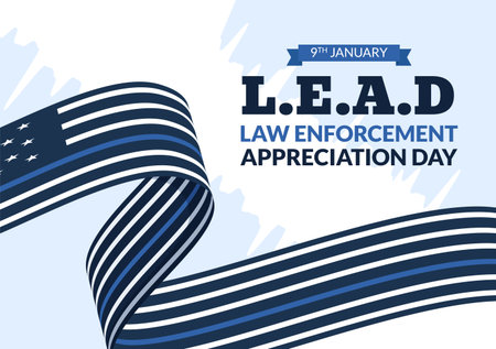 National Law Enforcement Appreciation Day or LEAD on January 9th to Thank and Show Support in Flat Cartoon Hand Drawn Templates Illustrationのイラスト素材